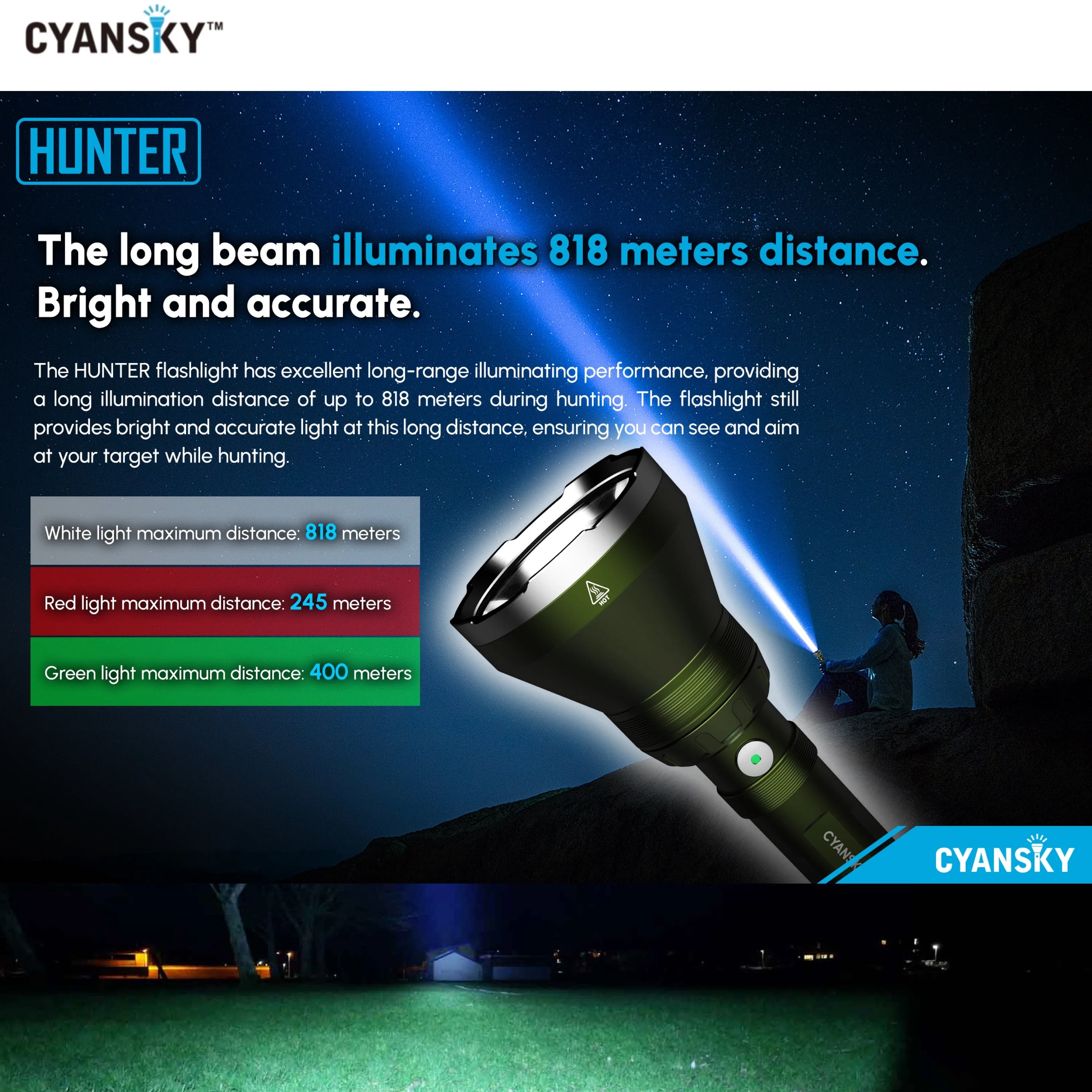 Cyansky HUNTER Multi-color Searchlight 1800LMS 818M