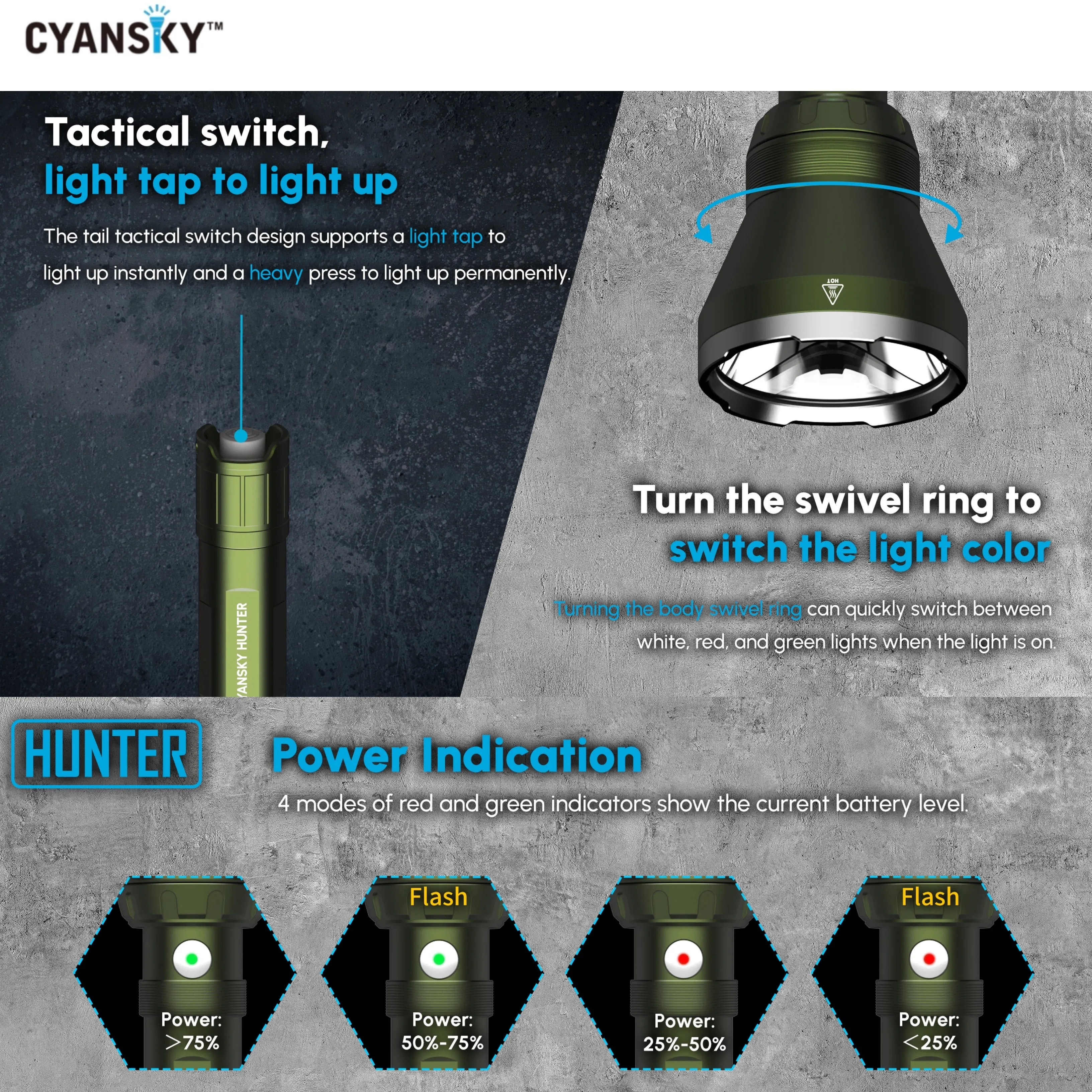 Cyansky HUNTER Multi-color Searchlight 1800LMS 818M