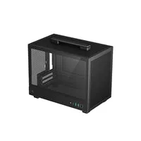DeepCool CH160 Ultra-Portable Gaming Case Black Micro Tower with Tempered Glass Side Window Panel, Advanced Cooling, USB 3.0/USB-C Ports, Pre-Installed Fans, Mini-ITX