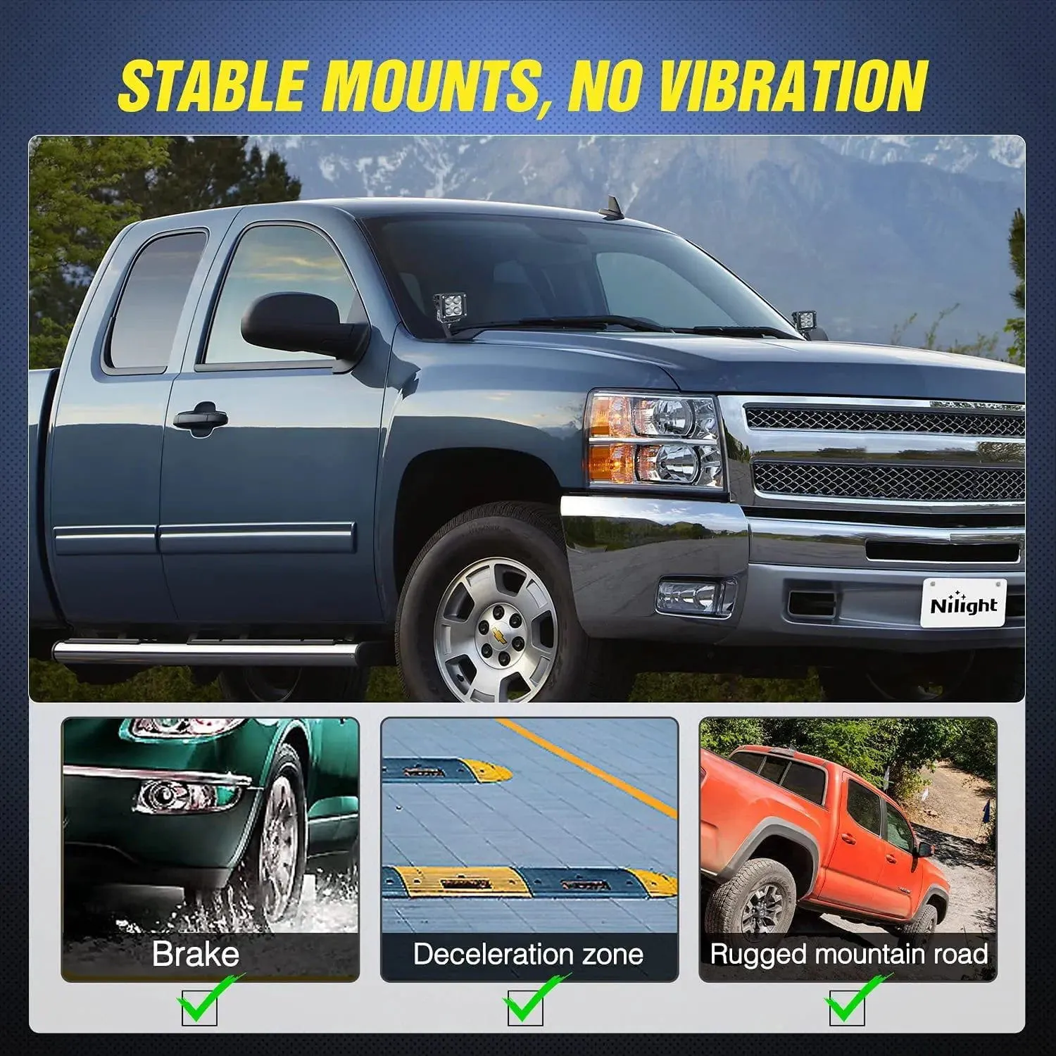 Ditch Light Hood Mounts For 2007-2013 GMC Yukon Sierra & Chevy Suburban Tahoe Silverado
