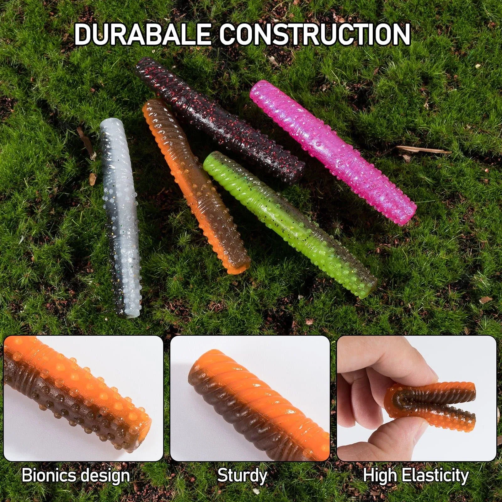 Dr.Fish 40pcs Worm Lure & Rig Jig Head kit (3/32-3/16oz)