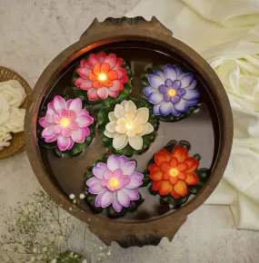 Dwarakesh Enterprises® 12-Pack 10 cm RGB Floating Candles, Multicolor Petals, Flickering LED, Waterproof, Flameless, Battery-Operated – Ideal for Pool Parties, Diwali, Indoor/Outdoor Decor!