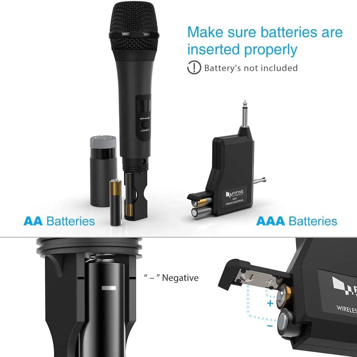 Fifine K025 Wireless Microphone Handheld Dynamic Mic System for Karaoke Nights House Parties Over the Mixer PA System Speakers