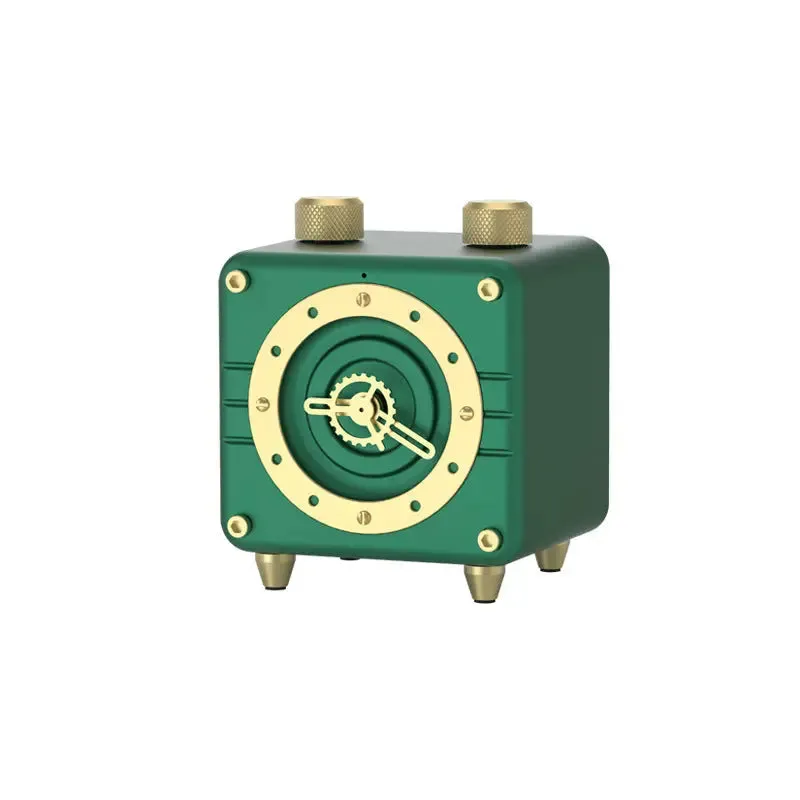 FM Radio Wireless Bluetooth Mini Speaker Retro Green Clock Design FM Radio Subwoofer With Microphone TF Card Slot Broadcast Decoration