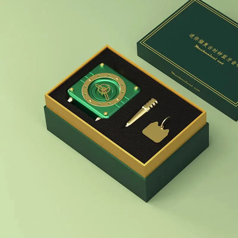 FM Radio Wireless Bluetooth Mini Speaker Retro Green Clock Design FM Radio Subwoofer With Microphone TF Card Slot Broadcast Decoration