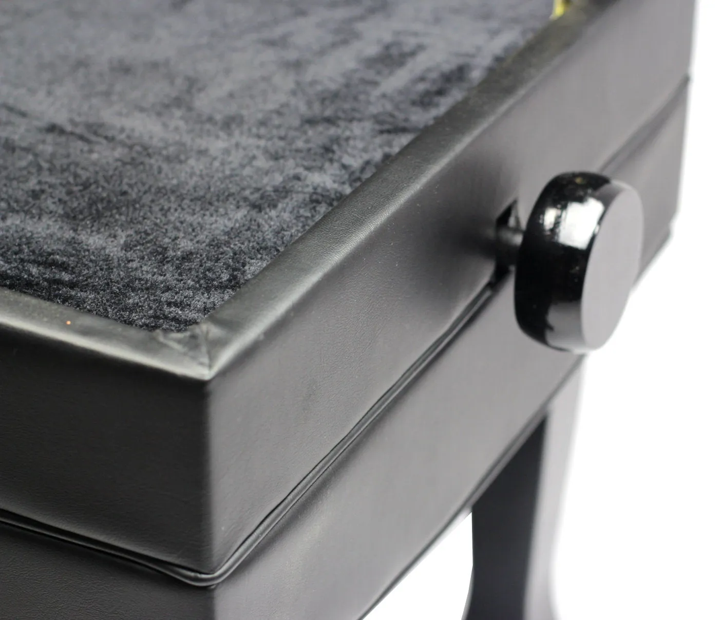 Genuine Leather Adjustable Piano Bench by GRIFFIN - Black Solid Wood Vintage Style & Heavy-Duty Ergonomic Keyboard Stool - Cushion Seat With Storage