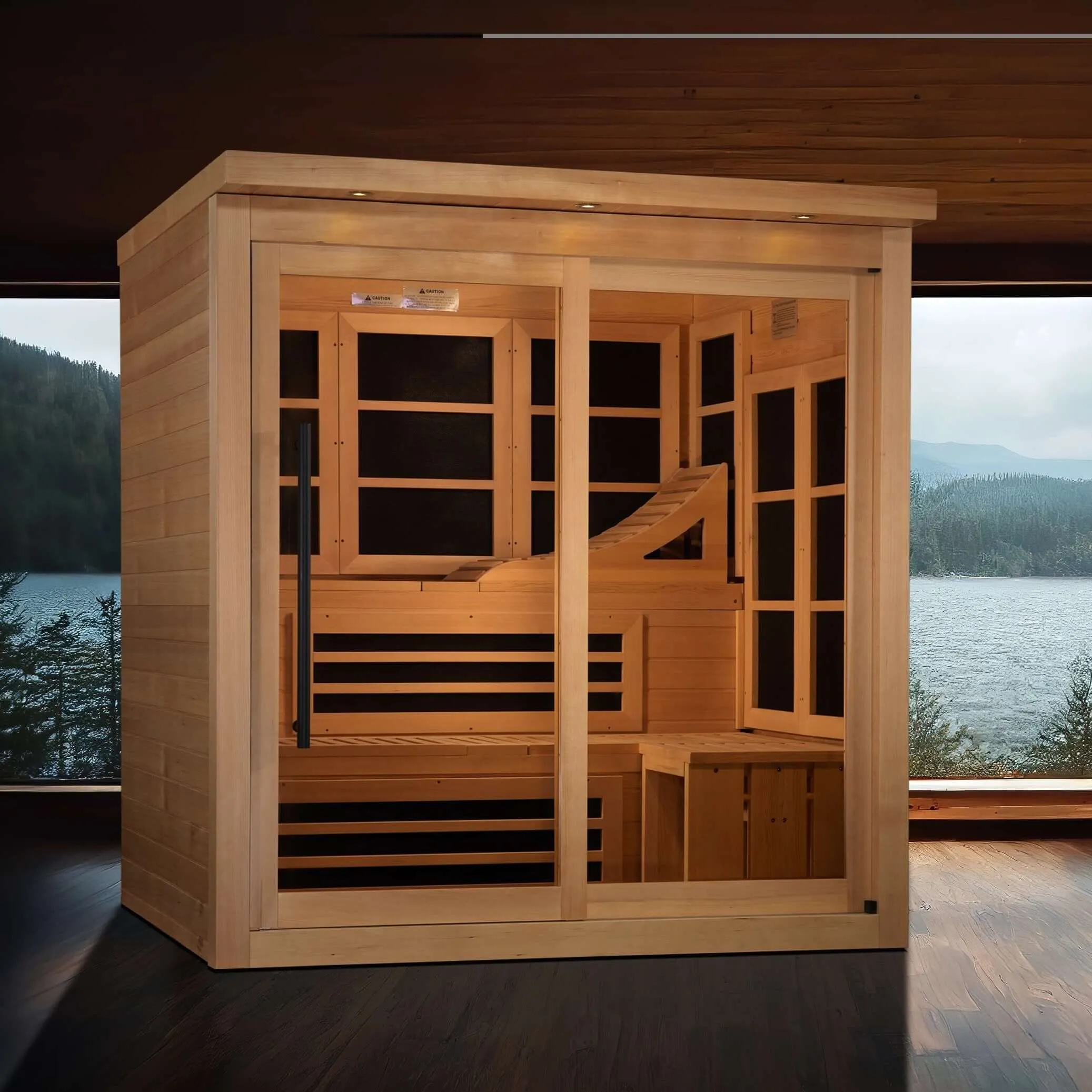Golden Designs 6-Person Near Zero EMF FAR Indoor Infrared Sauna   Red Light Therapy | GDI-6996-02