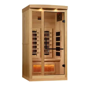 Golden Designs Reserve Edition 1-2 Person Full Spectrum Near Zero EMF FAR Indoor Infrared Sauna   Red Light Therapy w/ Himalayan Salt Bar | GDI-8010-03