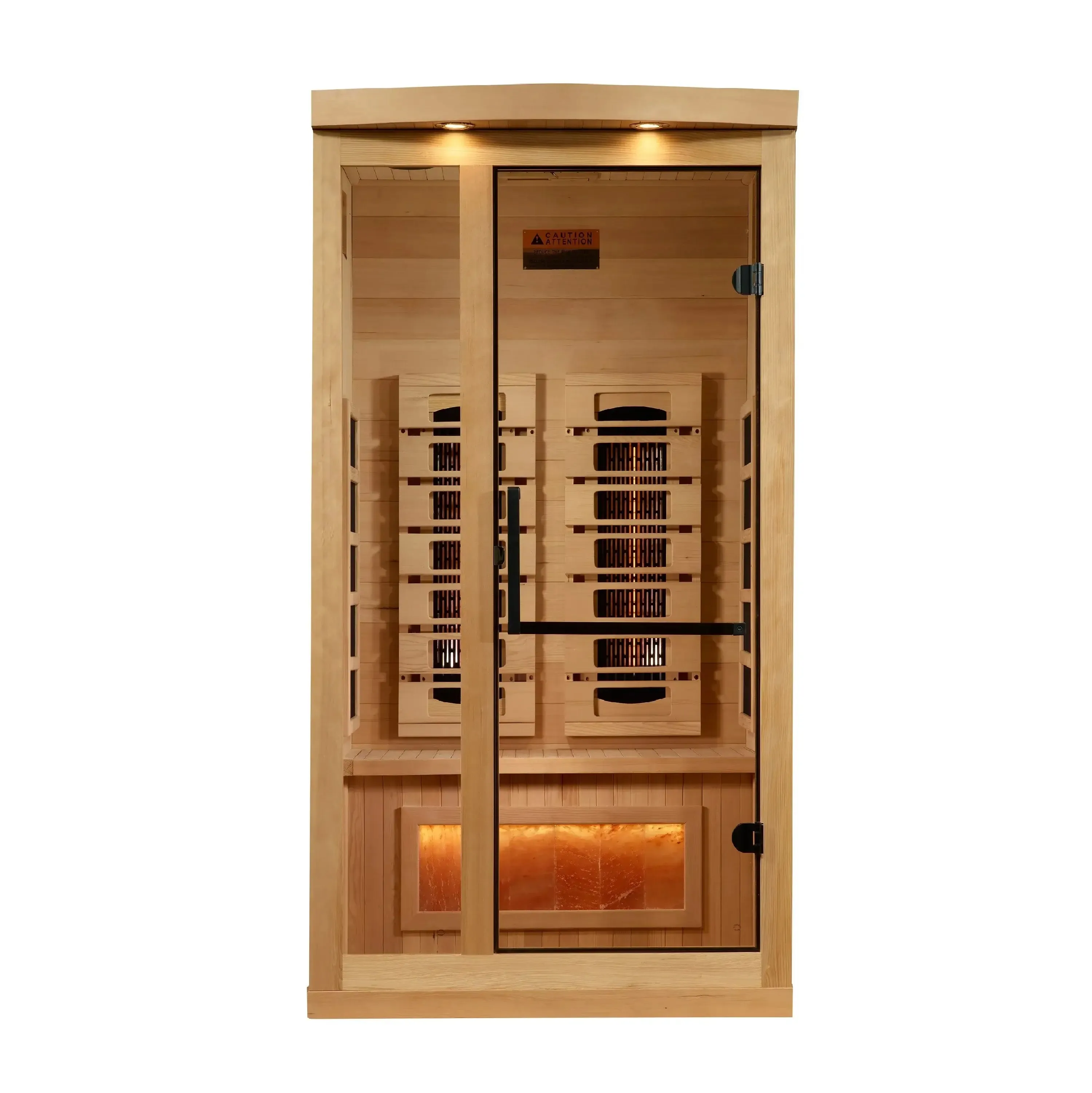 Golden Designs Reserve Edition 1-2 Person Full Spectrum Near Zero EMF FAR Indoor Infrared Sauna   Red Light Therapy w/ Himalayan Salt Bar | GDI-8010-03