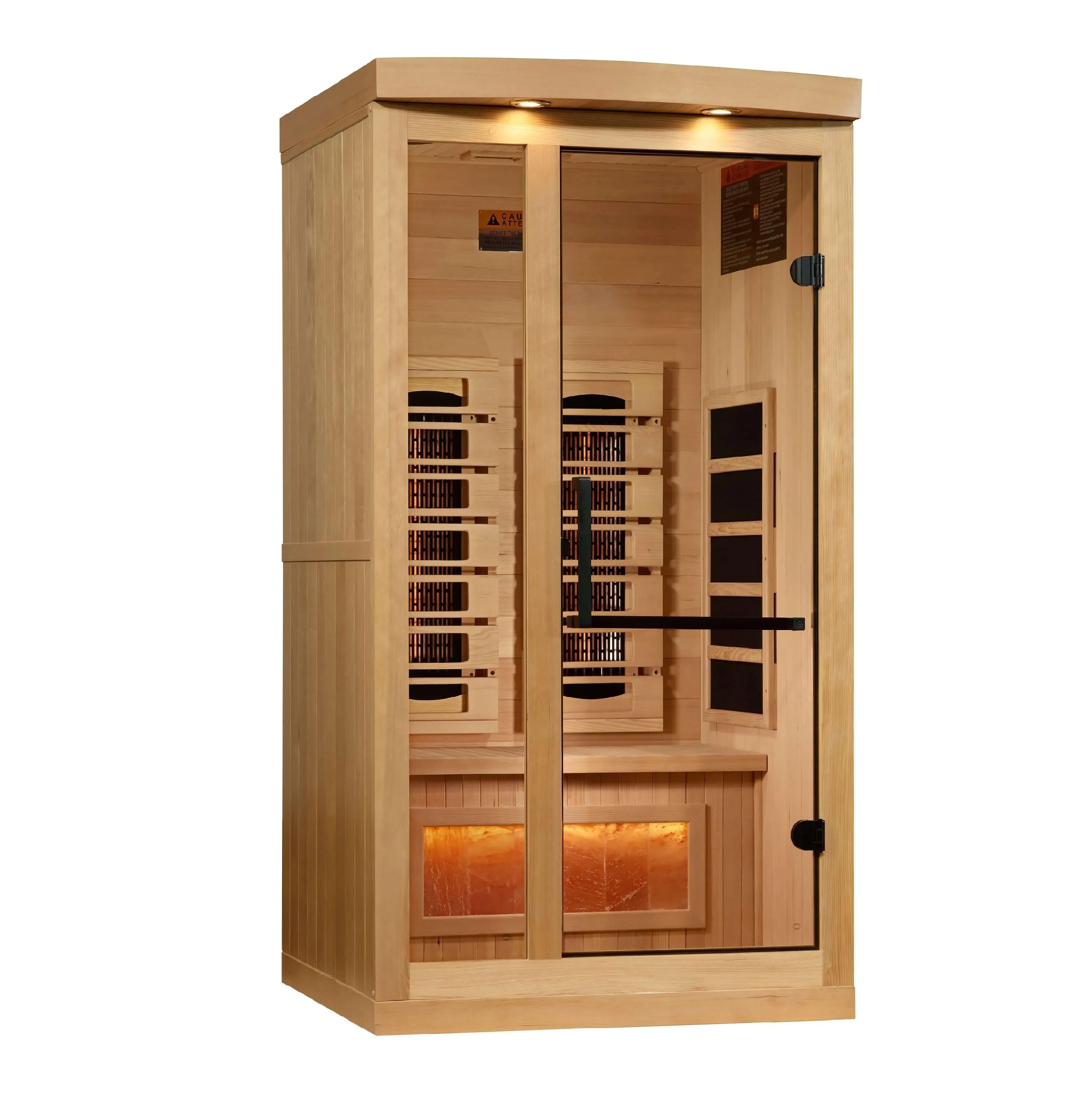 Golden Designs Reserve Edition 1-2 Person Full Spectrum Near Zero EMF FAR Indoor Infrared Sauna   Red Light Therapy w/ Himalayan Salt Bar | GDI-8010-03