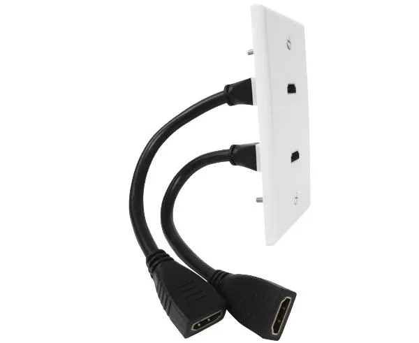 HDMI Wall Plate, 2 Port with 8" Cable Leads