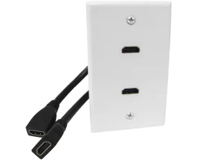 HDMI Wall Plate, 2 Port with 8" Cable Leads