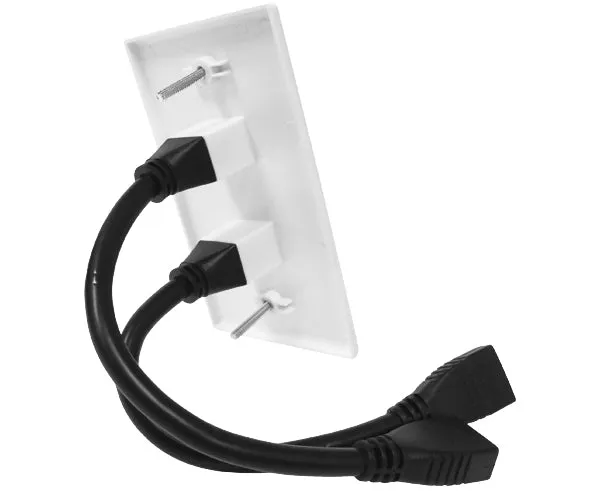 HDMI Wall Plate, 2 Port with 8" Cable Leads