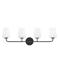 Hinkley "Kline" 4-Light Vanity Wall Light with White Cone Shades