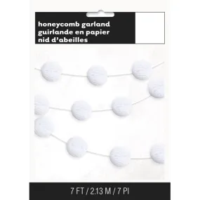 Honeycomb Ball Garland 7ft, White