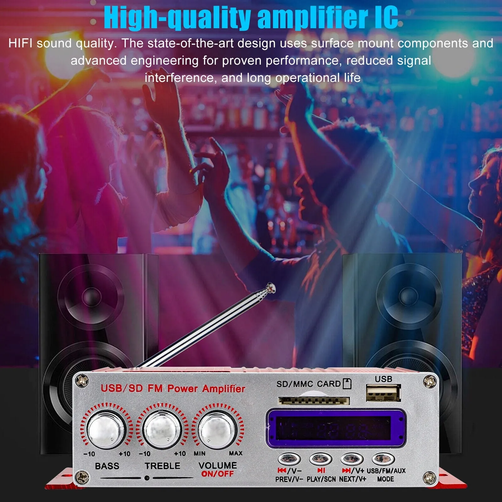 Hy-400 12v Power Amplifier U Disk Sd Memory Card with Infrared RC