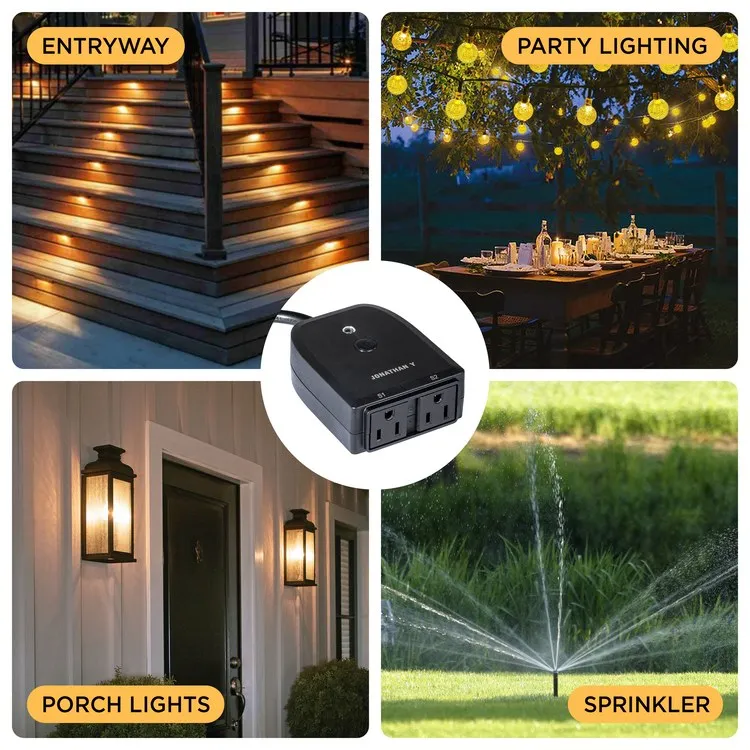 Kinda Outdoor Smart Dual Plug - WiFi Remote App Control for Outdoor Lights & Holiday Decor
