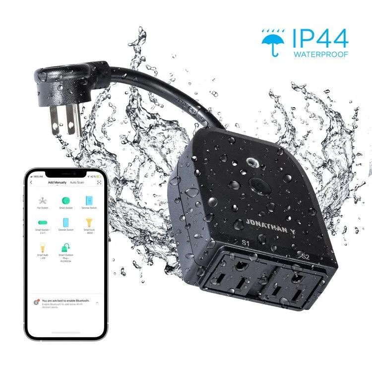 Kinda Outdoor Smart Dual Plug - WiFi Remote App Control for Outdoor Lights & Holiday Decor