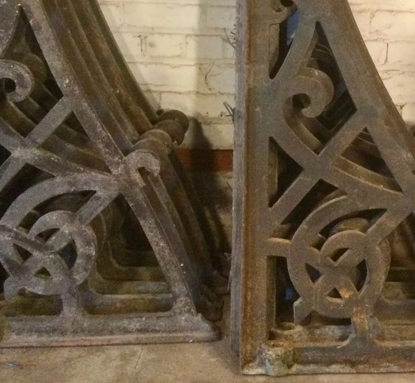 Large Ornate Iron L Brackets Corbels