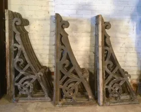 Large Ornate Iron L Brackets Corbels