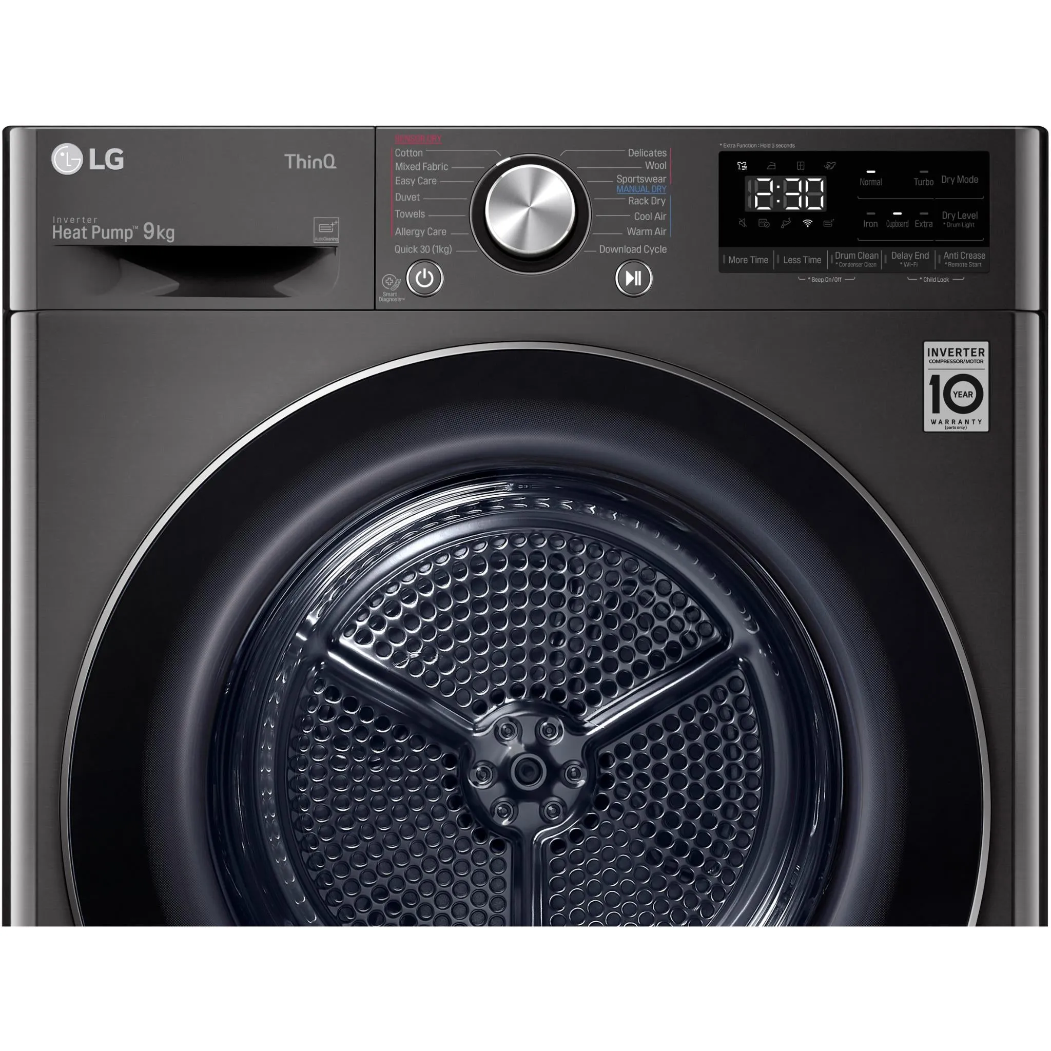 LG DVH9-09B Series 9 9kg Heat Pump Dryer with Inverter Control (Black Steel)