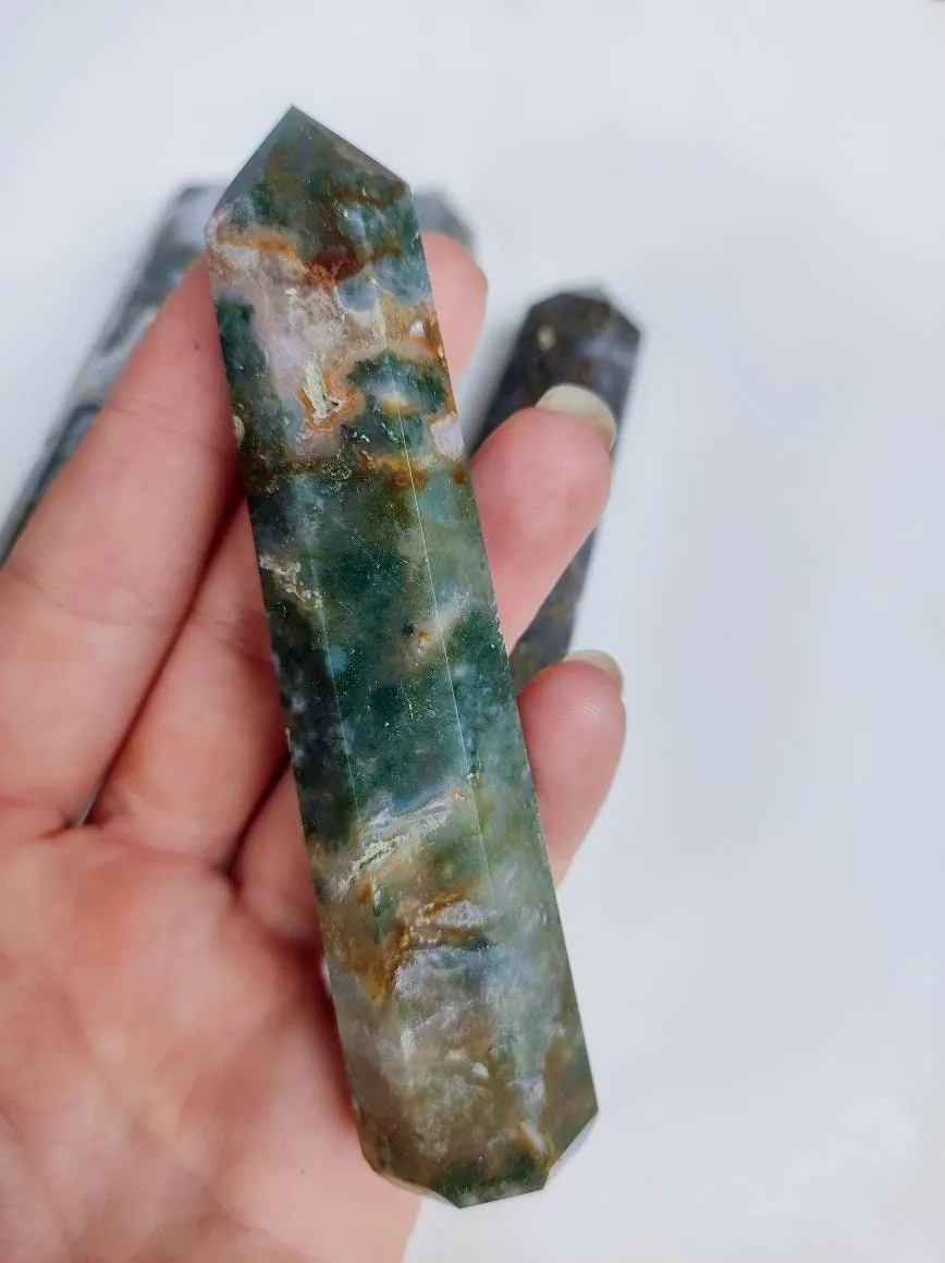 Moss Agate Crystal Towers