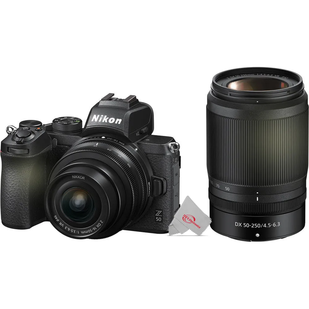 Nikon Z 50 Mirrorless Digital Camera with 16-50mm and 50-250mm Z VR   AF-S NIKKOR 50mm f/1.4G Lens   FTZ II Adapter Kit