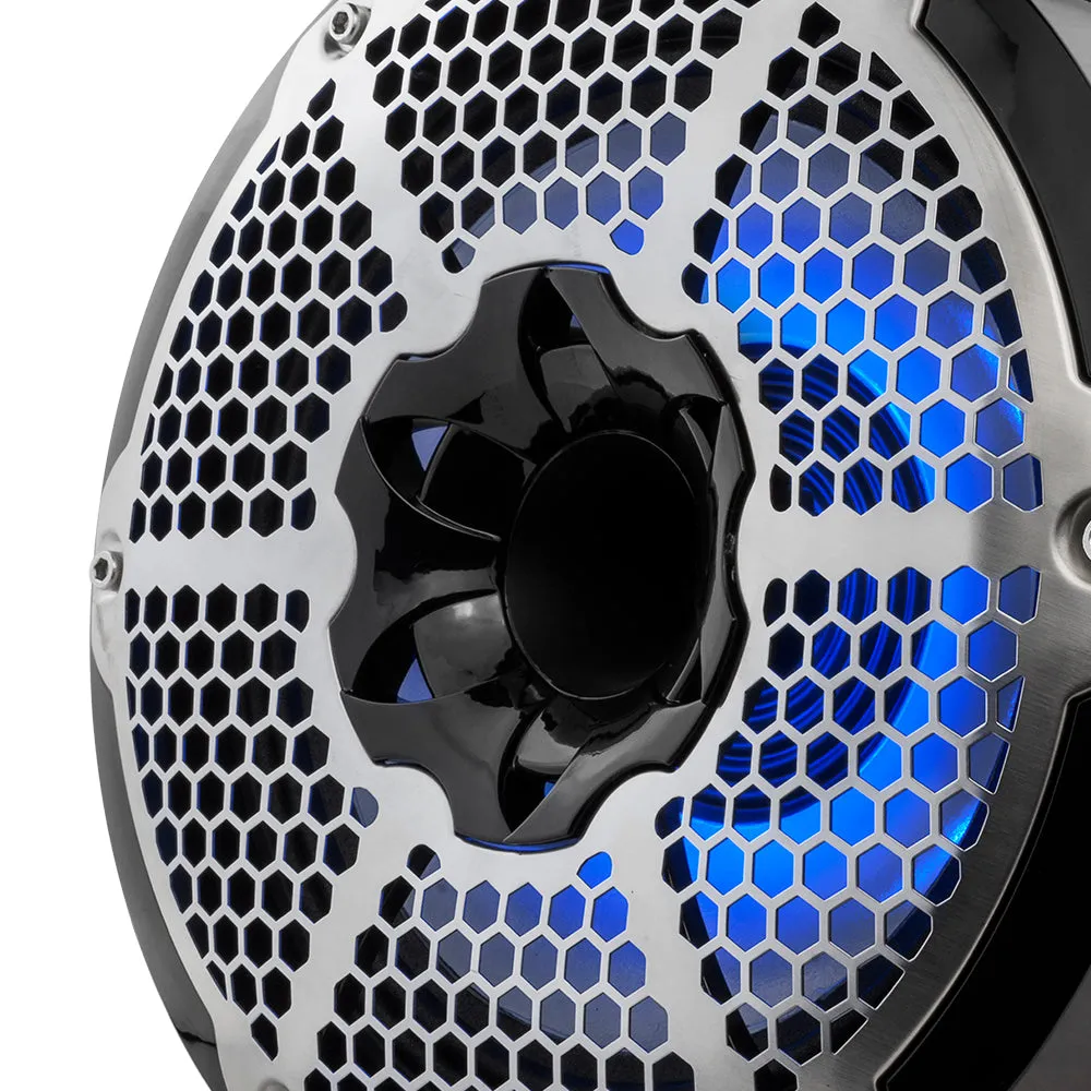 NXL 10" Neodymium Marine and Powersports Towers with Built-in Passive Radiator, 1" Driver and LED RGB Lights 300 Watts Rms -Red