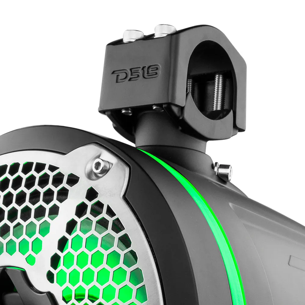 NXL 10" Neodymium Marine and Powersports Towers with Built-in Passive Radiator, 1" Driver and LED RGB Lights 300 Watts Rms