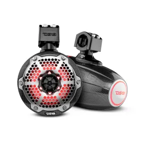 NXL 6.5" Marine and Powersports Towers LED RGB Lights 100 Watts Rms -Black Carbon Fiber