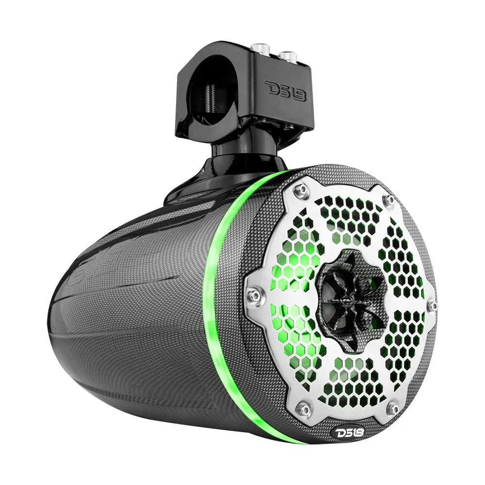 NXL 6.5" Marine and Powersports Towers LED RGB Lights 100 Watts Rms -Black Carbon Fiber