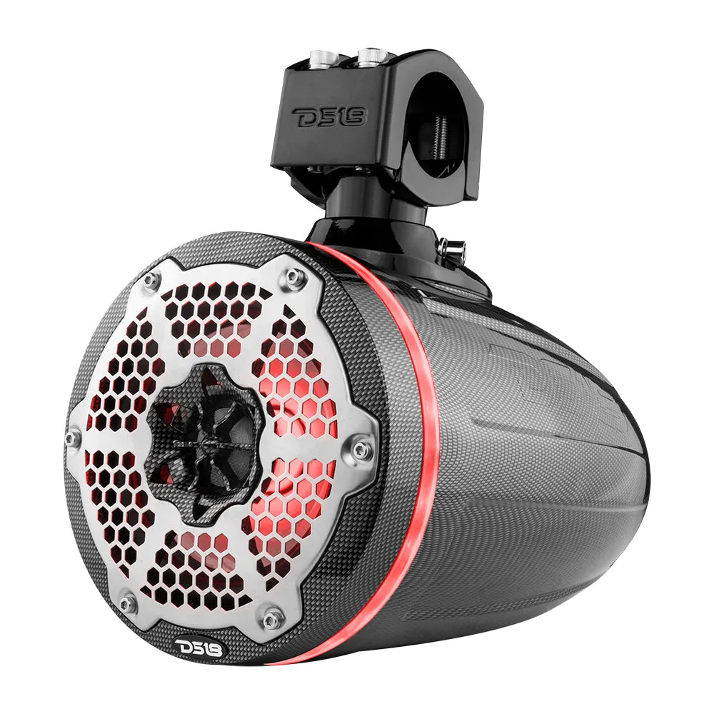 NXL 6.5" Marine and Powersports Towers LED RGB Lights 100 Watts Rms -Black Carbon Fiber