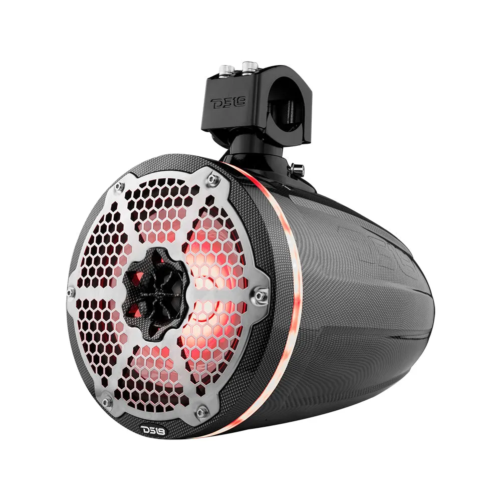 NXL 8" Marine and Powersports Towers LED RGB Lights 125 Watts Rms -Black Carbon Fiber
