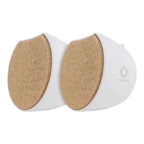 OC Acoustic Newport Plug-in Outlet Speaker with Bluetooth 5.1 and Built-in USB Type-A Charging Port - Pair (Champagne/White)