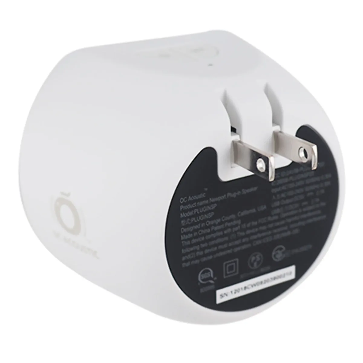 OC Acoustic Newport Plug-in Outlet Speaker with Bluetooth 5.1 and Built-in USB Type-A Charging Port - Pair (Champagne/White)