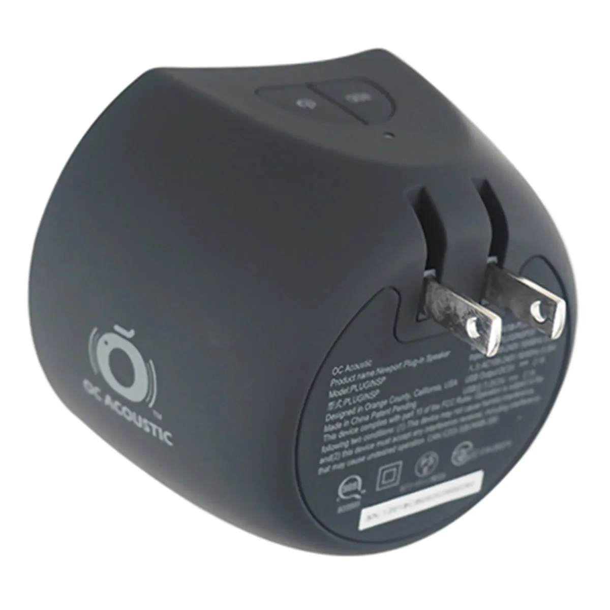 OC Acoustic Newport Plug-in Outlet Speaker with Bluetooth 5.1 and Built-in USB Type-A Charging Port - Pair (Charcoal/Black)