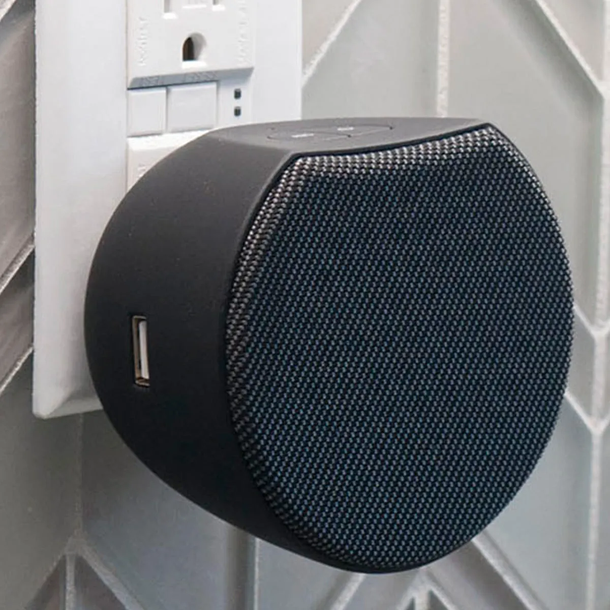 OC Acoustic Newport Plug-in Outlet Speaker with Bluetooth 5.1 and Built-in USB Type-A Charging Port - Pair (Charcoal/Black)