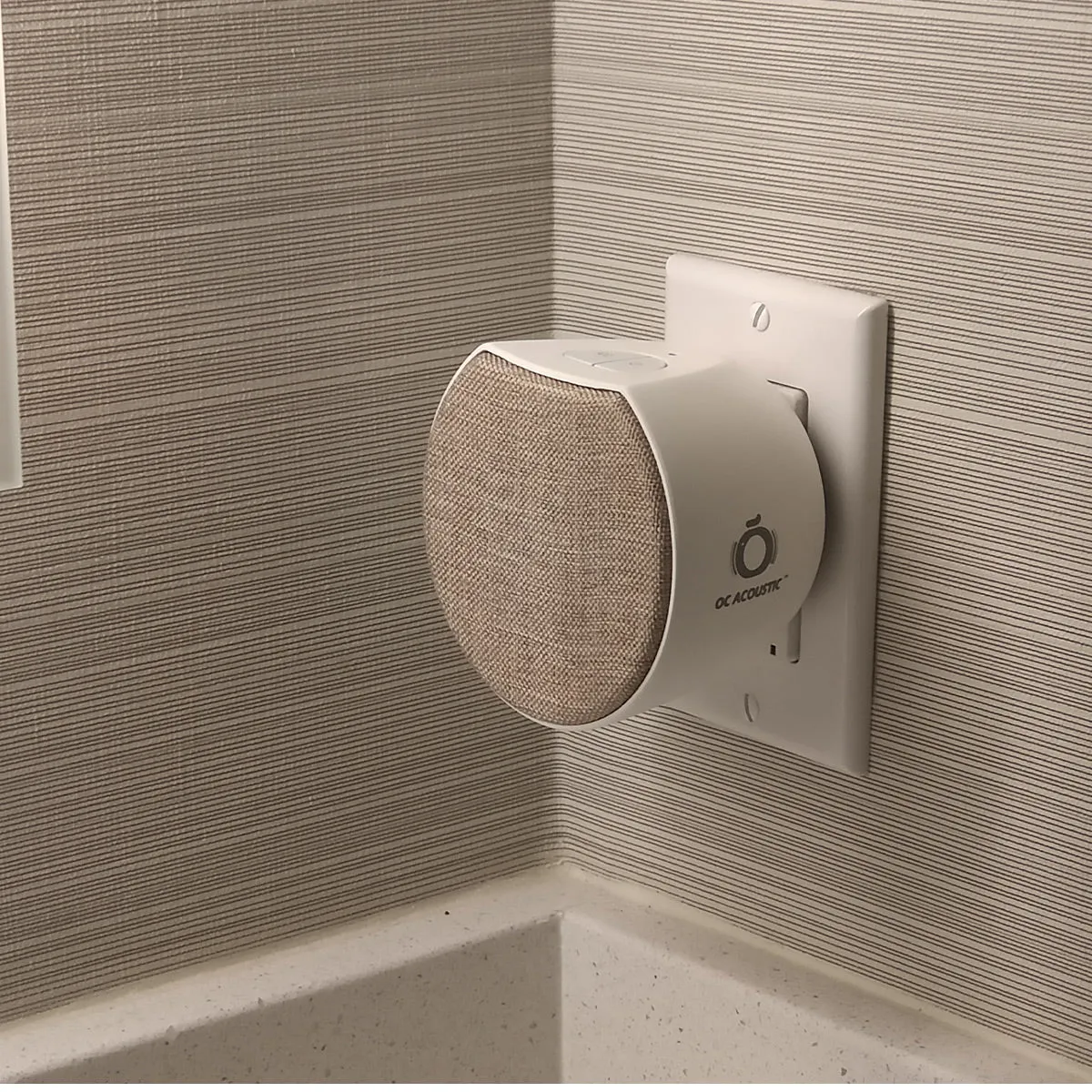 OC Acoustic Newport Plug-in Outlet Speaker with Bluetooth 5.1 and Built-in USB Type-A Charging Port - Set of 4 (Champagne/White)