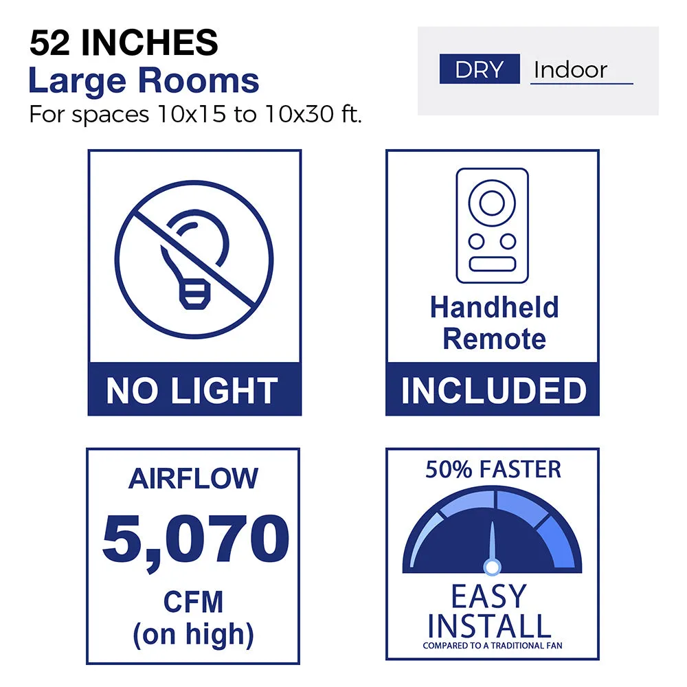 Ogden Low Profile Moern Ceiling Fan with Remote 52 inch(NO LED)