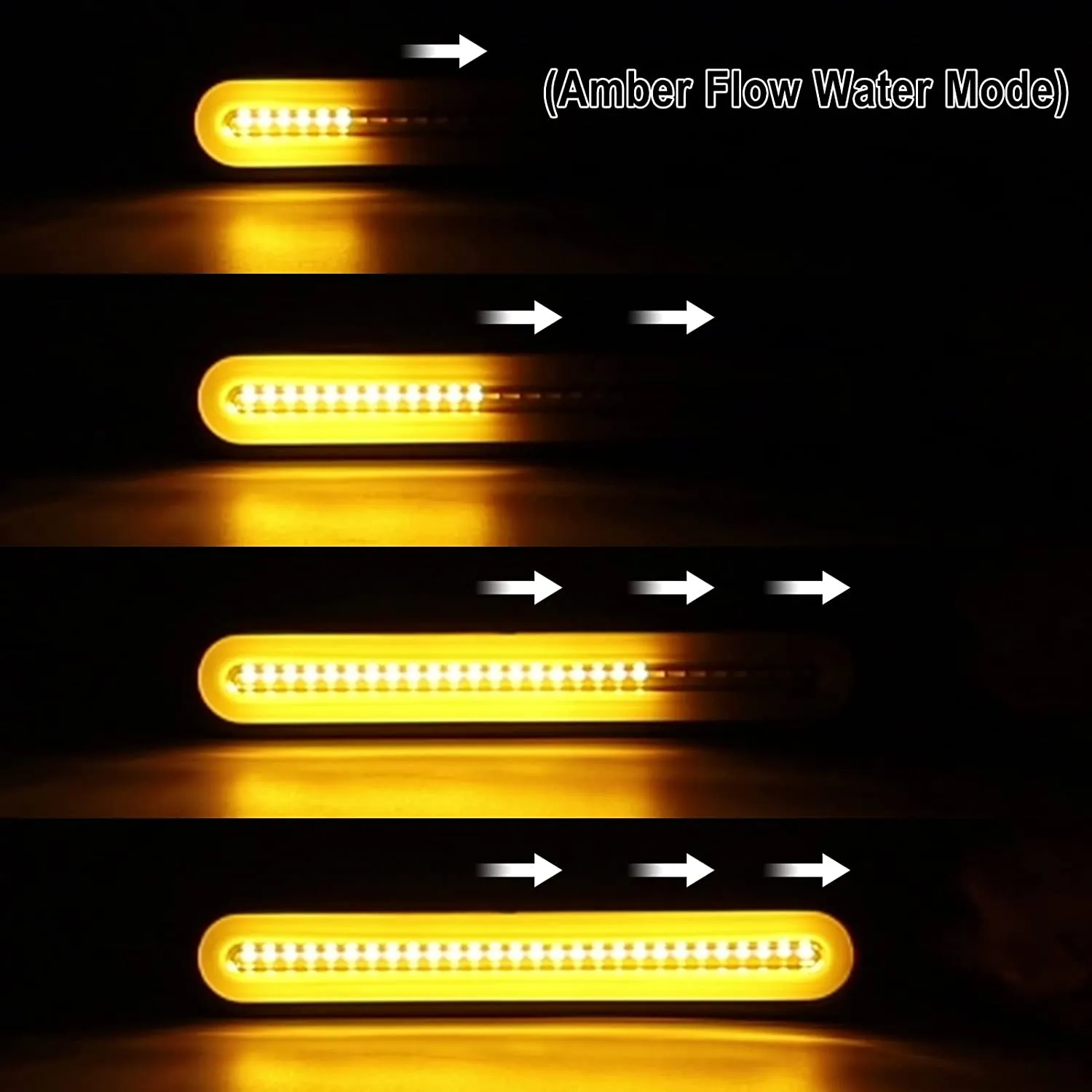 Partsam 1 Pair 9.5 inch Halo Neon Led Truck Trailer Tail Light Bar 100 LED 2835 SMD Amber Red Stop Flowing Turn Signal Brake Rear Tail Light Trailer Truck Smoke Lens