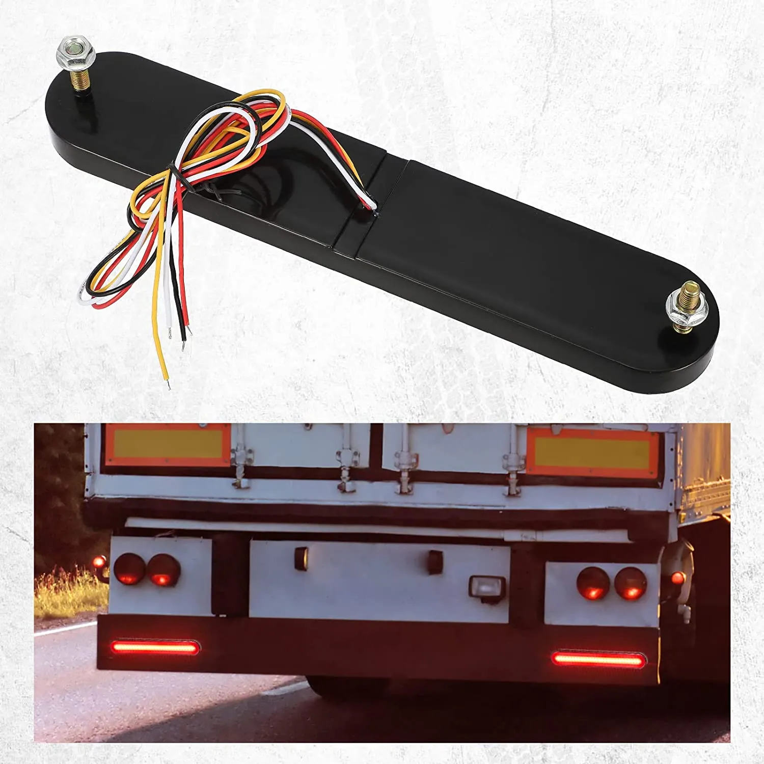 Partsam 1 Pair 9.5 inch Halo Neon Led Truck Trailer Tail Light Bar 100 LED 2835 SMD Amber Red Stop Flowing Turn Signal Brake Rear Tail Light Trailer Truck Smoke Lens