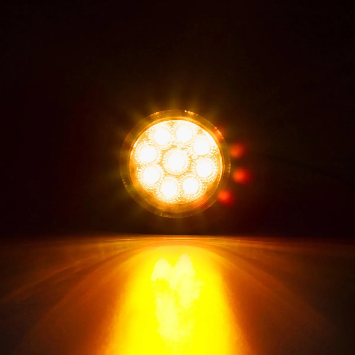 Partsam 10x 2" Round Amber Led Marker Clearance Light 9LED Clear Lens w Reflector Kits Trailer, Grommet/Pigtails, 2 inch round led trailer lights clear, 2 inch round led marker lights