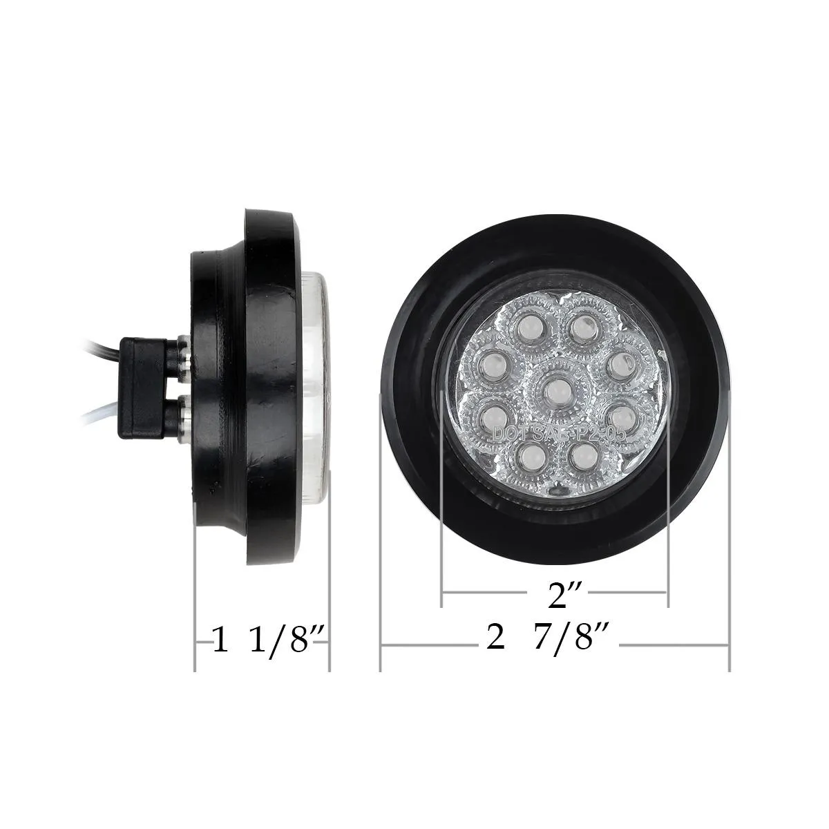Partsam 10x 2" Round Amber Led Marker Clearance Light 9LED Clear Lens w Reflector Kits Trailer, Grommet/Pigtails, 2 inch round led trailer lights clear, 2 inch round led marker lights