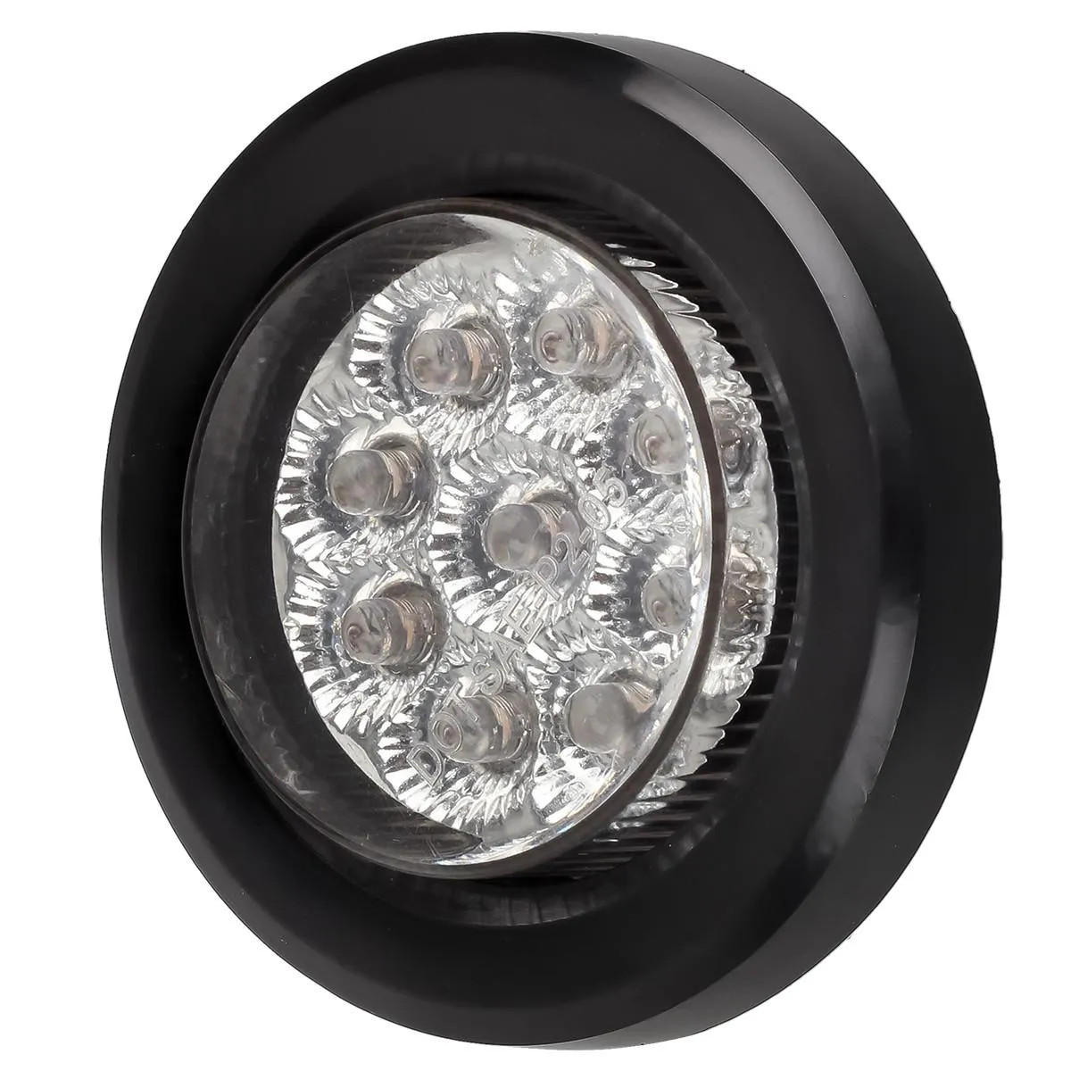 Partsam 10x 2" Round Amber Led Marker Clearance Light 9LED Clear Lens w Reflector Kits Trailer, Grommet/Pigtails, 2 inch round led trailer lights clear, 2 inch round led marker lights