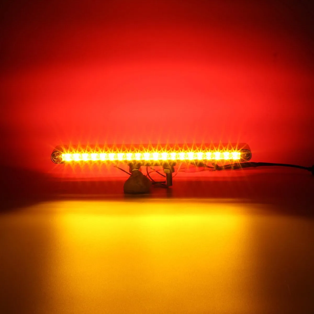 Partsam 2Pcs 12inch Clear Lens Red / Amber LED Combo Dual Face Truck Semi Trailer Light Bars 20LED Waterproof w Double Studs Sealed Trailer Led Pedestal Turn Signal Stop Tail Marker Clearance Lights
