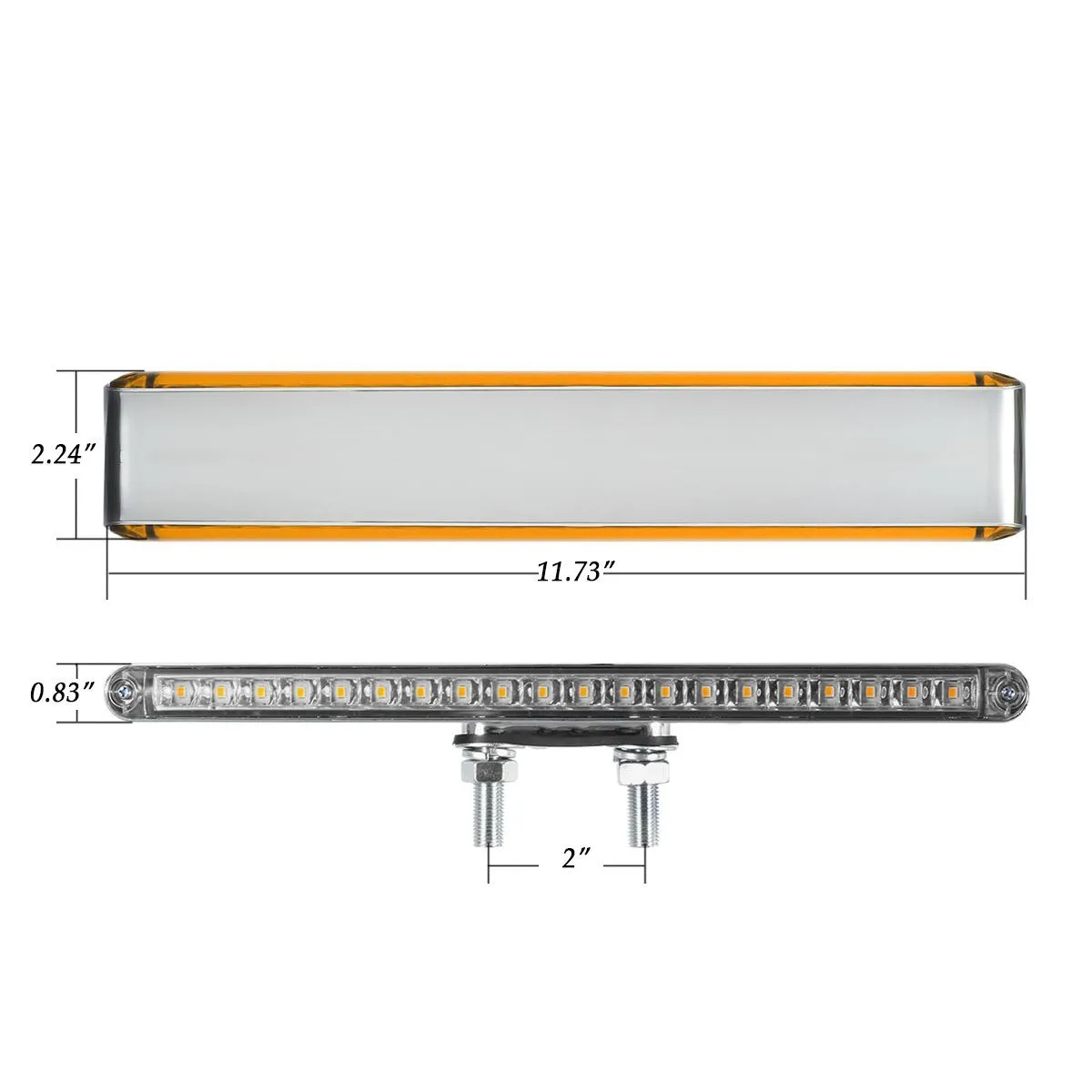 Partsam 2Pcs 12inch Clear Lens Red / Amber LED Combo Dual Face Truck Semi Trailer Light Bars 20LED Waterproof w Double Studs Sealed Trailer Led Pedestal Turn Signal Stop Tail Marker Clearance Lights