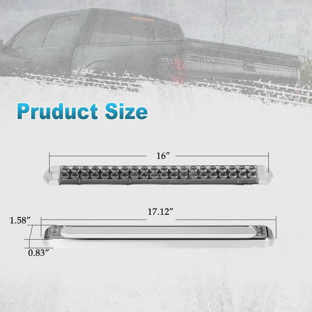 Partsam 2Pcs 17 Inch White Led Truck Trailer Light Bar 40 LED Clear Lens Dual Row, Sealed White 17inch LED Waterproof Light Bar Backup Reverse Dome Interior Marker Lights for Pickup RV