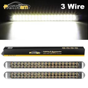 Partsam 2Pcs 17 Inch White Led Truck Trailer Light Bar 40 LED Clear Lens Dual Row, Sealed White 17inch LED Waterproof Light Bar Backup Reverse Dome Interior Marker Lights for Pickup RV