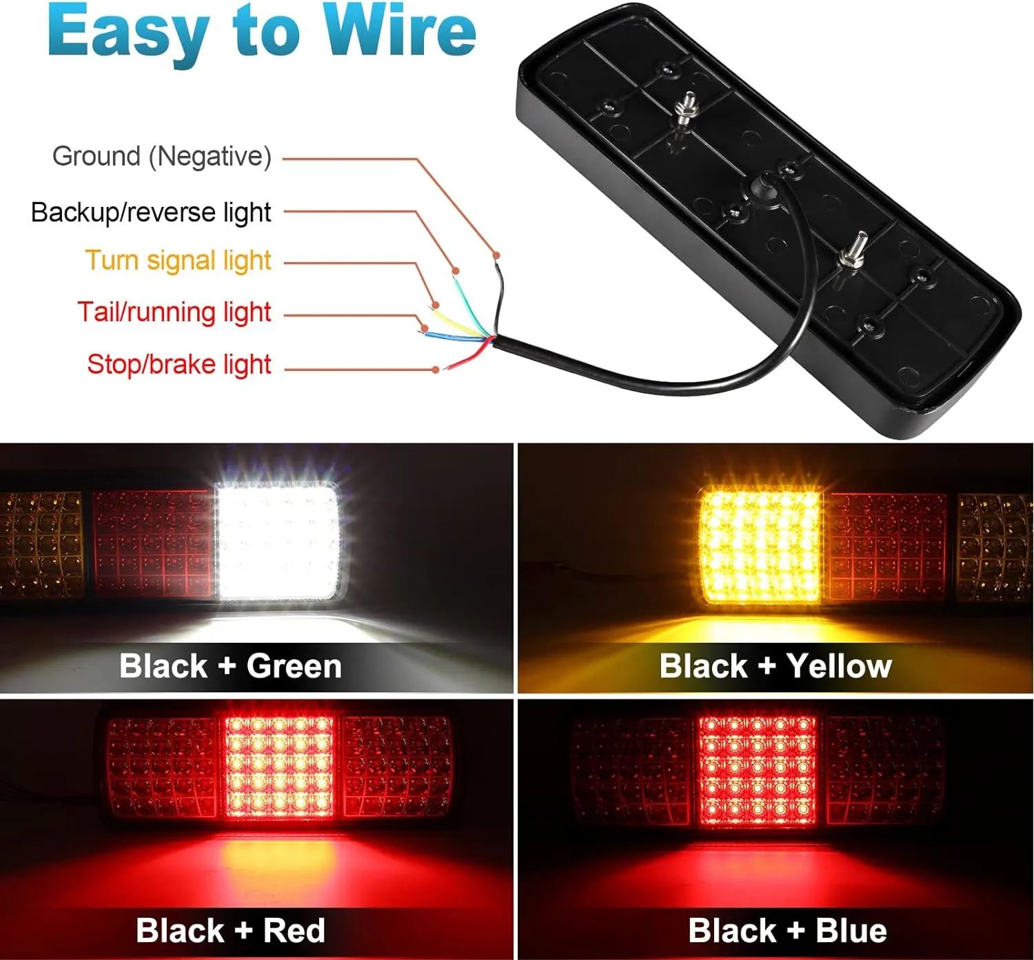 Partsam 2Pcs 75 LED Truck Tail Light Bar Waterproof 12V Turn Signal Brake Reverse Running Lights Taillight IP68 for Boat Snowmobile Utility Trailer Flatbed Trucks Bed Pickups RV Camper UTV UTE Vans