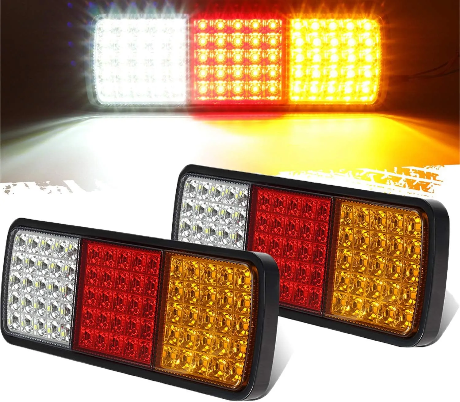 Partsam 2Pcs 75 LED Truck Tail Light Bar Waterproof 12V Turn Signal Brake Reverse Running Lights Taillight IP68 for Boat Snowmobile Utility Trailer Flatbed Trucks Bed Pickups RV Camper UTV UTE Vans